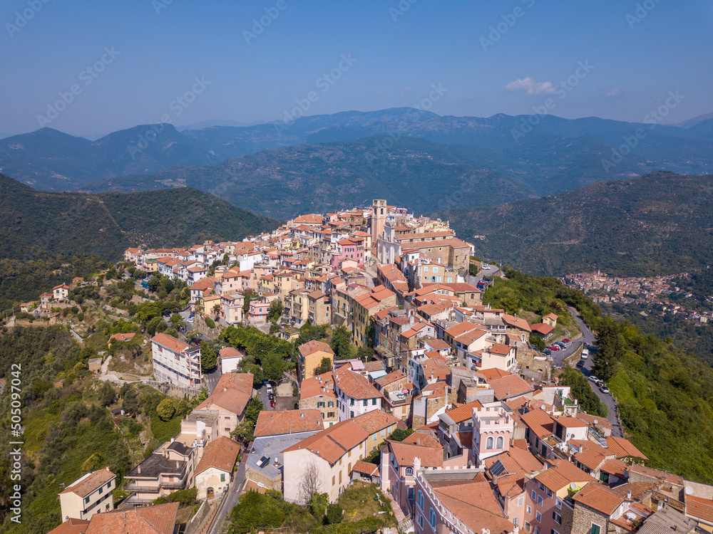 View of Perinaldo, Imperia, Liguria, Italy