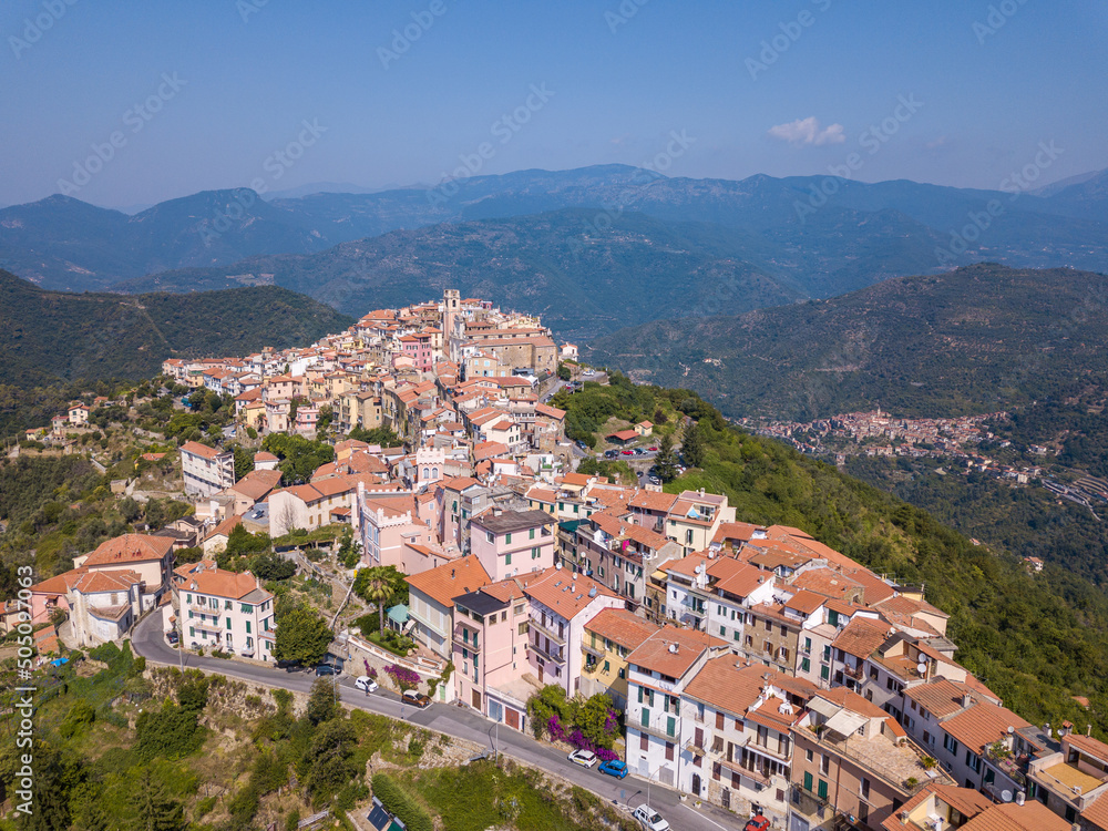 View of Perinaldo, Imperia, Liguria, Italy