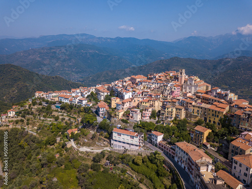 View of Perinaldo, Imperia, Liguria, Italy