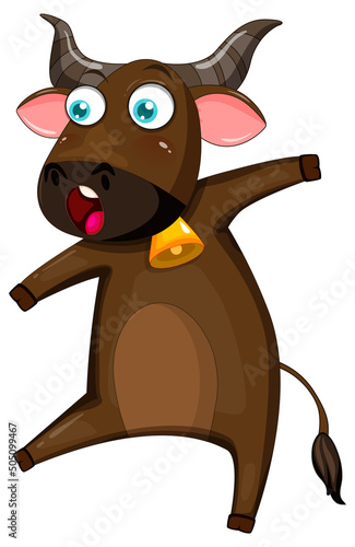 Brown cow cartoon character