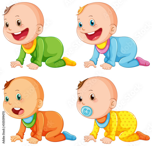 Set of cute babies cartoon