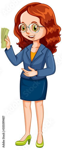 Business woman holding cash money