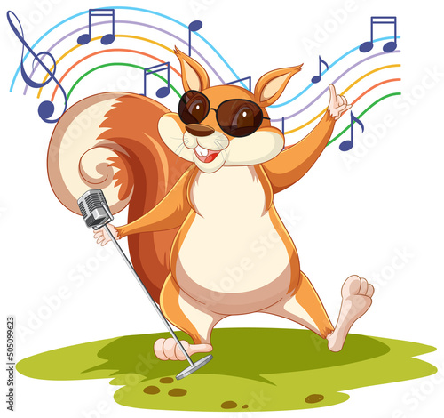 Squirriel with microphone in the park