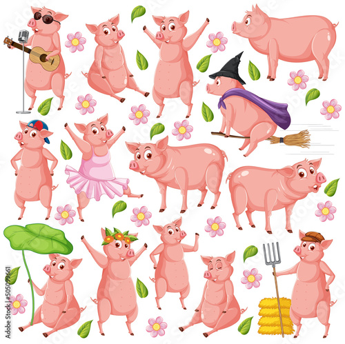 Cute animals cartoon set on white background