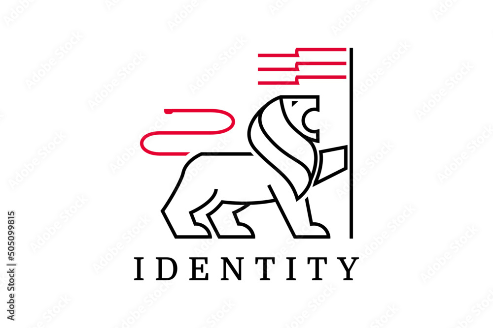 Lion flag logo design template