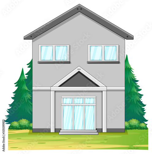 House with tree and lawn