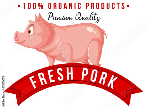 Pig cartoon character logo for pork products