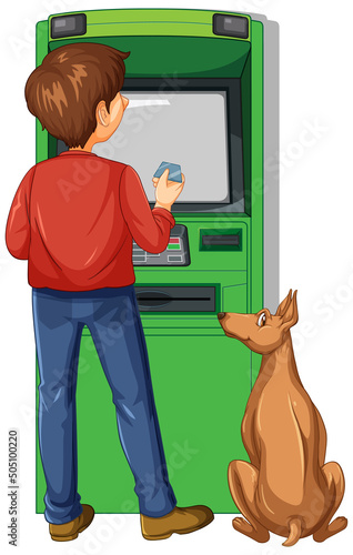 A man withdraw money from atm machine