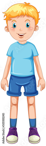 A boy wearing blue t shirt cartoon
