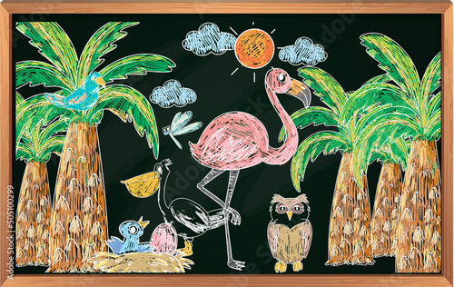 Kids sketch colored in hand drawn style