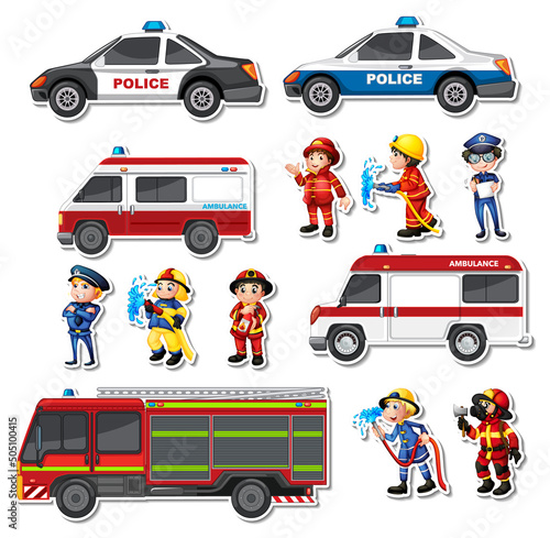 Sticker set of professions characters and objects.sticker