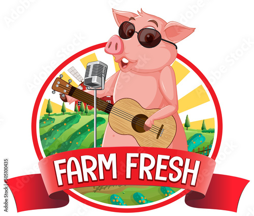 Pig farm fresh logo for pork products