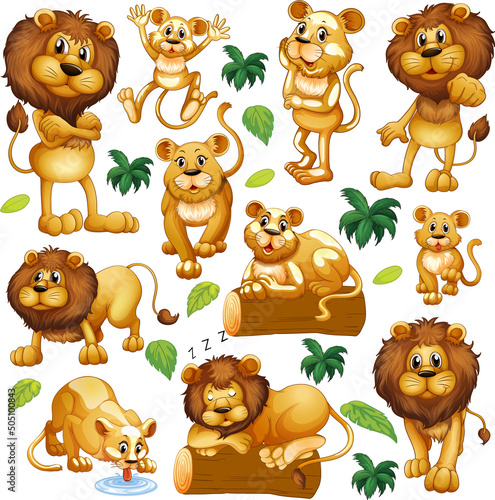Cute animals cartoon set on white background
