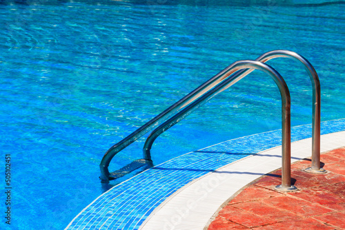 Swimming pool with clear water at a tropical resort