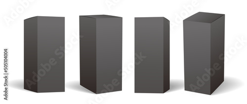 Packaging box mockup vector set, black, 黒い箱のモックアップ