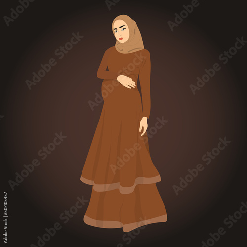 Pregnant Muslim woman in elegance dress