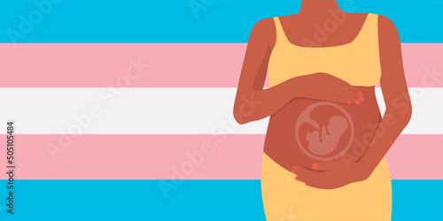 Surrogate pregnant woman on the transgender background