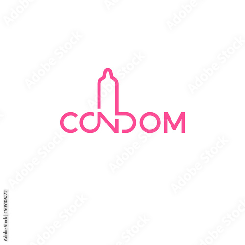 Condom text logo design.
