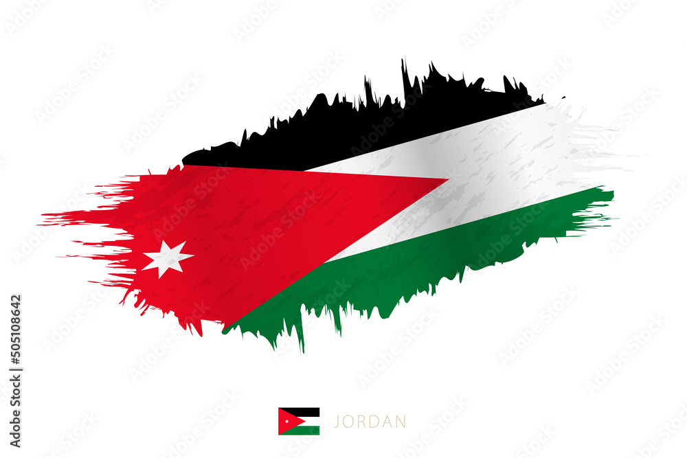Painted brushstroke flag of Jordan with waving effect. Painted brushstroke flag of Jordan with waving effect.