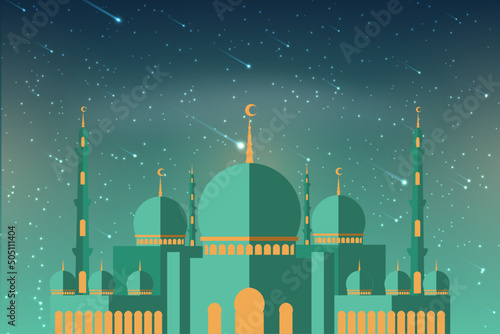 Greeting Ramadan Kareem Line art color design. beautiful Islamic celebration card