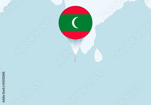 Free Download Asia with selected Maldives map and Maldives flag icon. - GFXLoad