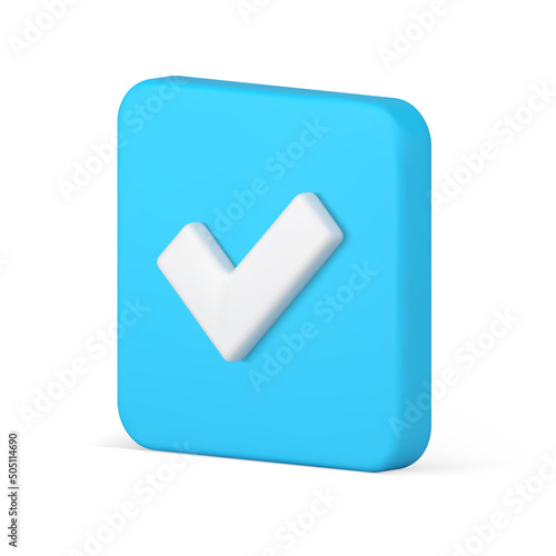 Isometric square acceptance confirmation checkbox success choose control realistic 3d icon vector