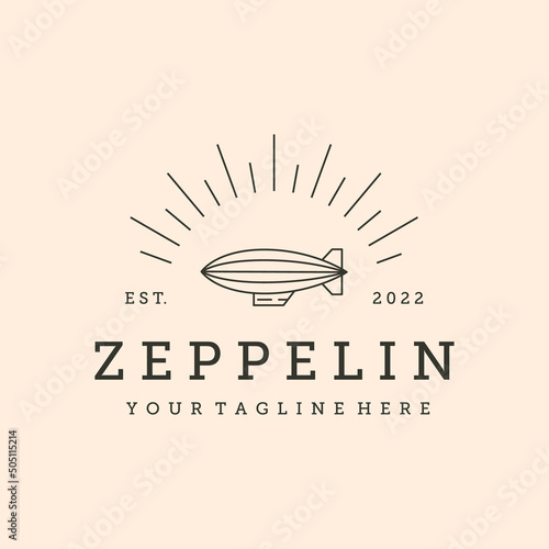 sunburst zeppelin line art logo vector symbol illustration design