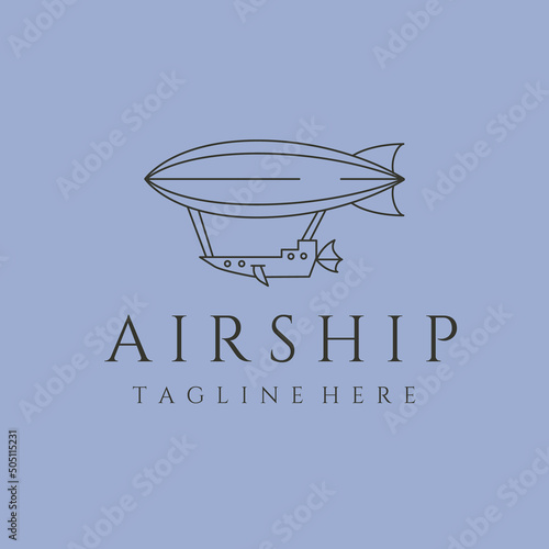 airship line art logo vector symbol illustration design