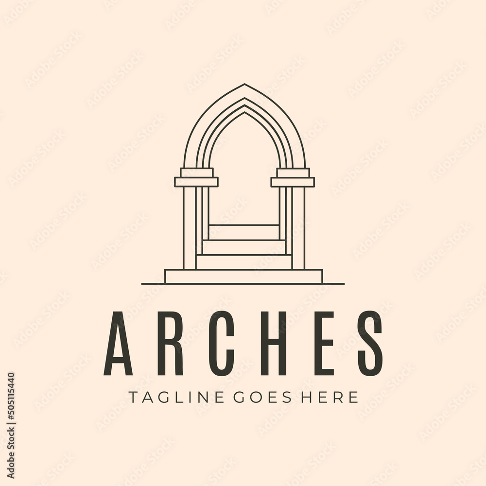arches with ladder line art logo vector symbol illustration design arches with ladder line art logo vector symbol illustration design