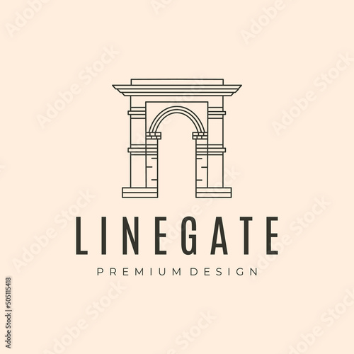 vintage line gate art logo vector symbol illustration design