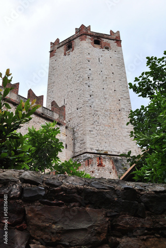 Restored Stone Castle Tower seen from Below 