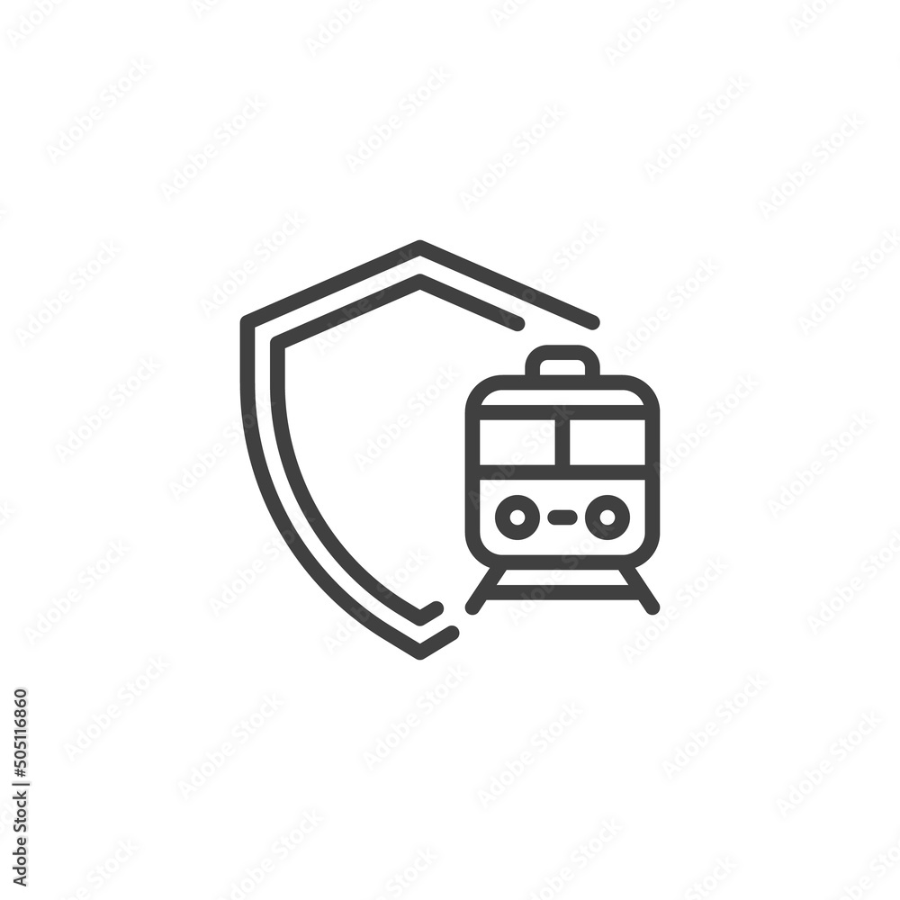Railway travel insurance line icon Railway travel insurance line icon