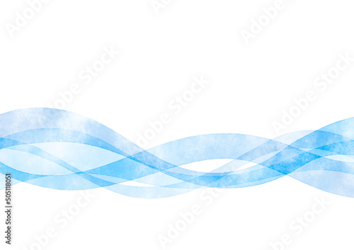手描きの波の背景　青