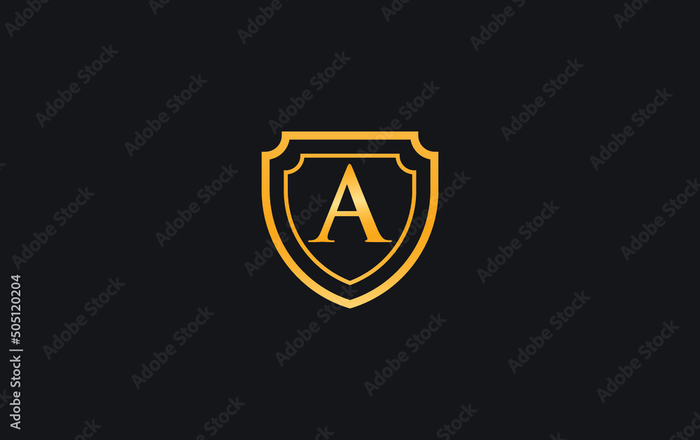 Double shield and golden elegant logo design vector with the letter A Double shield and golden elegant logo design vector with the letter A