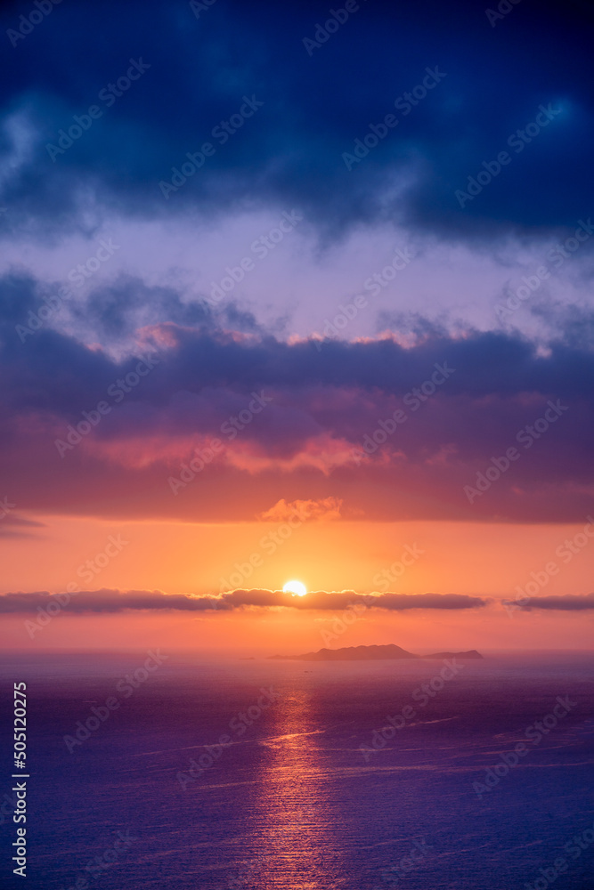 Colorful sunset in the evening sky. Great dramatic view. Amazing sky panorama. Meditative calmness and greatness. Red sun in the clouds. Clouds illuminated by the setting sun Colorful sunset in the evening sky. Great dramatic view. Amazing sky panorama. Meditative calmness and greatness. Red sun in the clouds. Clouds illuminated by the setting sun