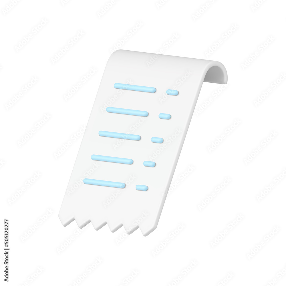 White glossy ragged commercial ticket blank financial payment information 3d icon realistic vector White glossy ragged commercial ticket blank financial payment information 3d icon realistic vector
