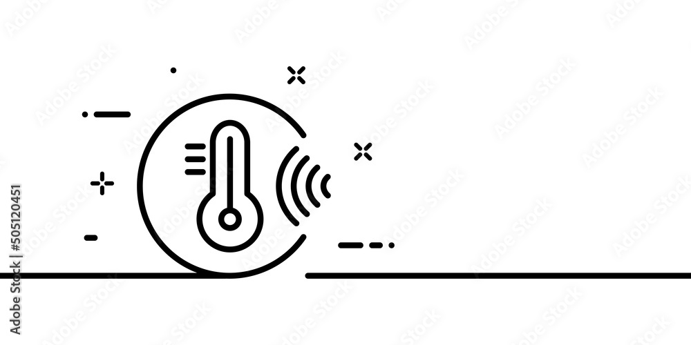 Fototapeta premium Thermometer line icon. Temperature, cold, heat, heat, winter, summer, measure, outdoor, indoor, person, physics, air, water. Household appliance concept. One line style