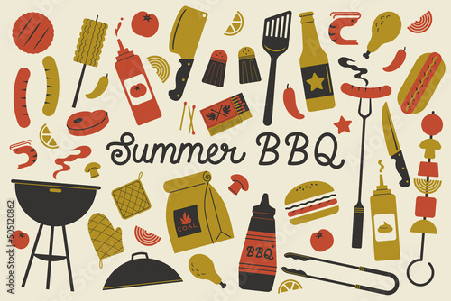 Summer BBQ Grill Vector Set