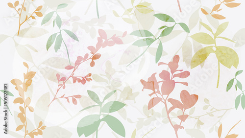 Abstract foliage botanical vector background. Colorful wallpaper of tropical plants, leaf branches, leaf, flowers, forest. Exotic plants in summer jungle for banner, prints, decor, wall art, cover.