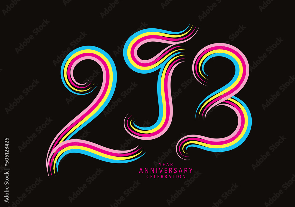 293 number design vector, graphic t shirt, 293 years anniversary celebration logotype colorful line, 293th birthday logo, Banner template, logo number elements for invitation card, poster, t-shirt.
