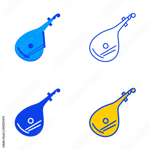 Ukrainian bandura instrument icon set