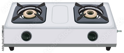 Gas stove on isolated background kitchen home appliance fire burner top view cartoon vector drawing illustration object sign logo template cooking food concept mother housewife wife chef