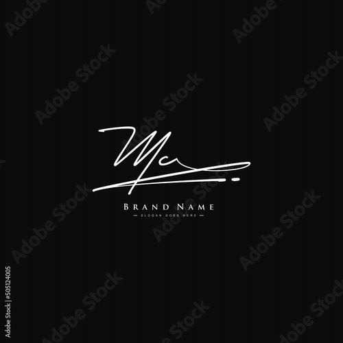 Initial Letter MC Logo - Hand Drawn Signature Logo