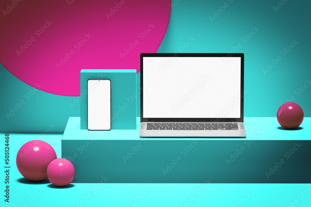Isolated Devices Mockup - 3d rendering. Isolated Devices Mockup - 3d rendering.