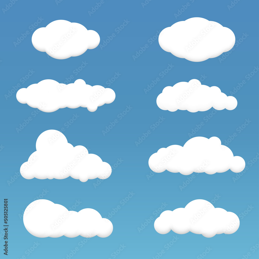 Set of white vector clouds Set of white vector clouds