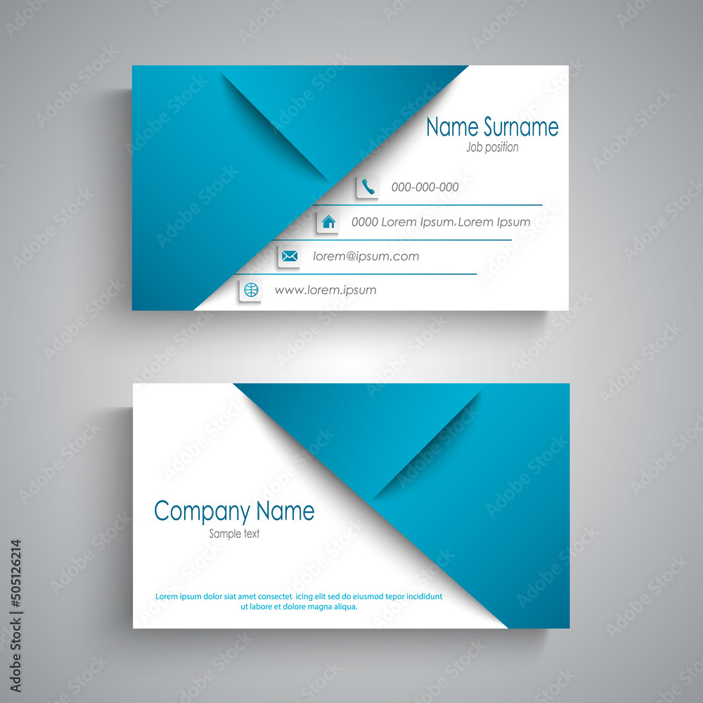 Fototapeta premium Business card with triangular pattern in blue white design
