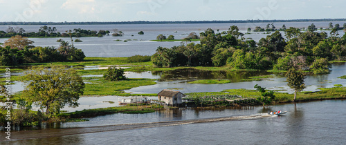 Aerial view of a wetland in Marajó Island, Pará State, Amazon, Brazil. photo