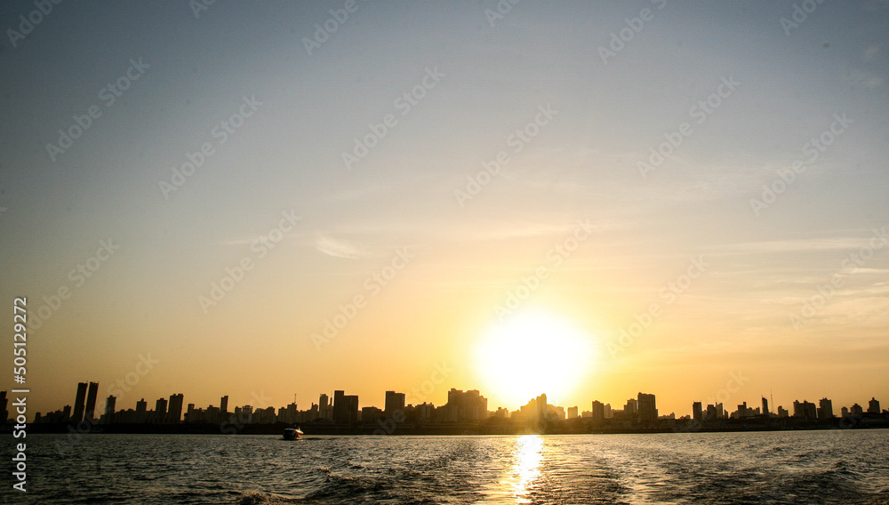 Riverside sunset view of the skyline of Belém do Pará, Amazon region, Brazil. Riverside sunset view of the skyline of Belém do Pará, Amazon region, Brazil.