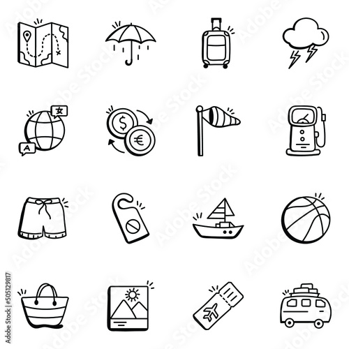 Collection of Holiday Hand Drawn Icons 