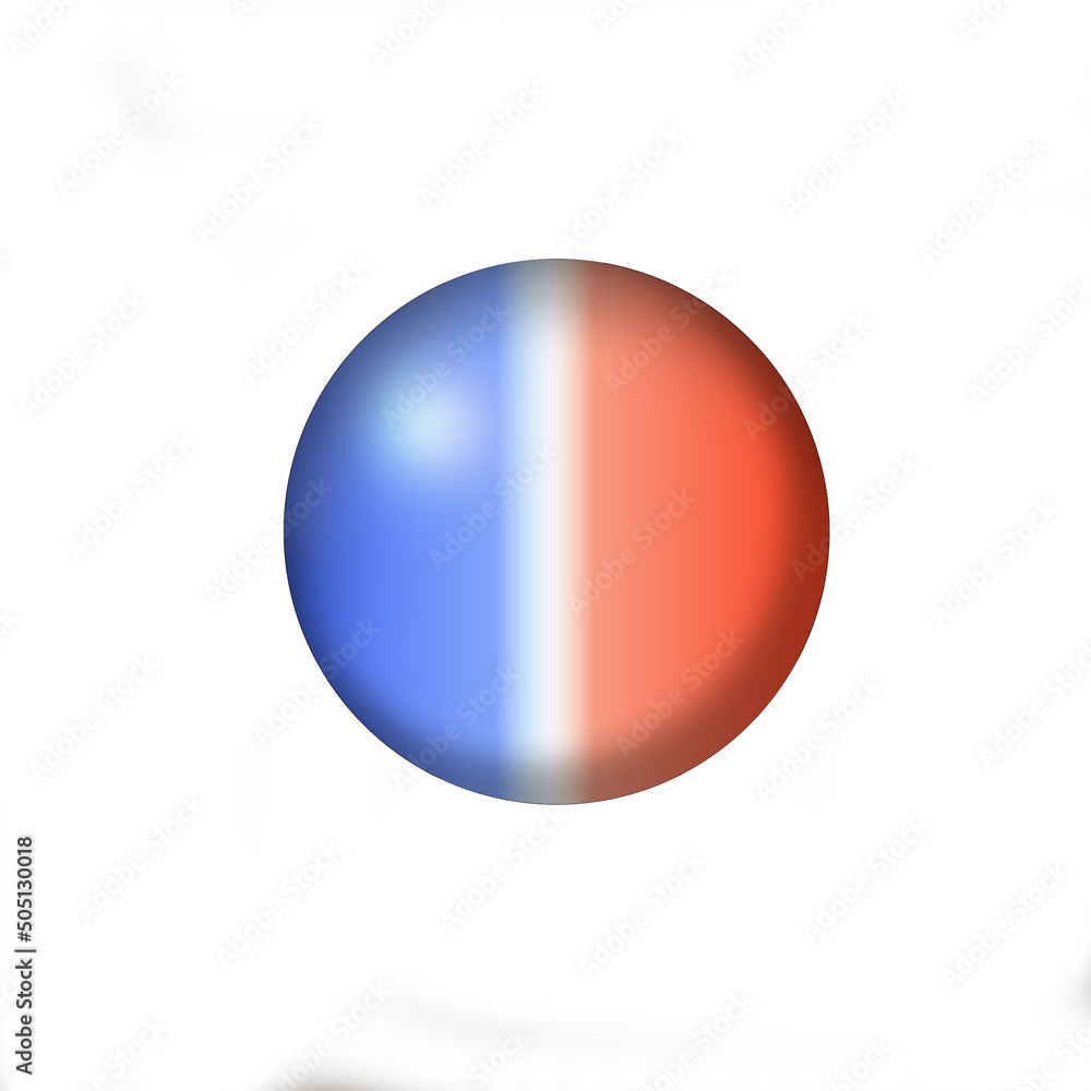 Bouton drapeau français sur fond blanc Bouton drapeau français sur fond blanc